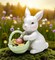 Ceramic Bunny Rabbit With Easter Egg Basket Figurine, Home Décor, Gift for Her, Gift for Mom, Kitchen Décor, Spring Décor, Easter Décor